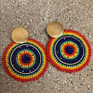 Colorful Beaded Circle Earrings